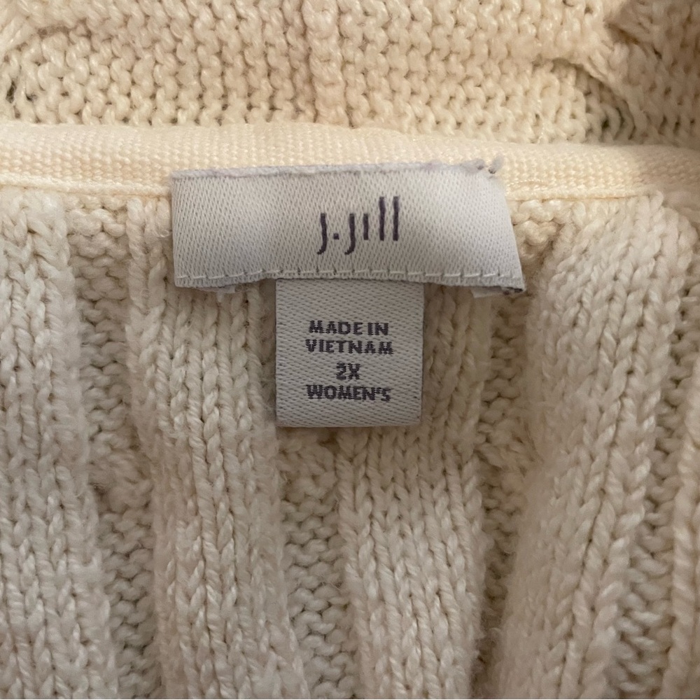 JJill cable knit open ivory cardigan - Picture 3 of 6